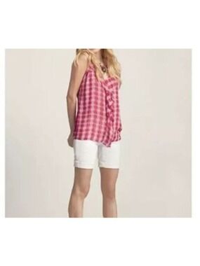 CABI #341 Ruffle Amour Cami Blouse XS Houndstooth Lined XS